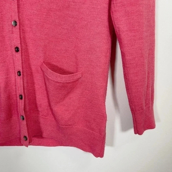 Banana Republic Extra Fine Merino Wool Pink Berry Cardigan - Picture 6 of 13